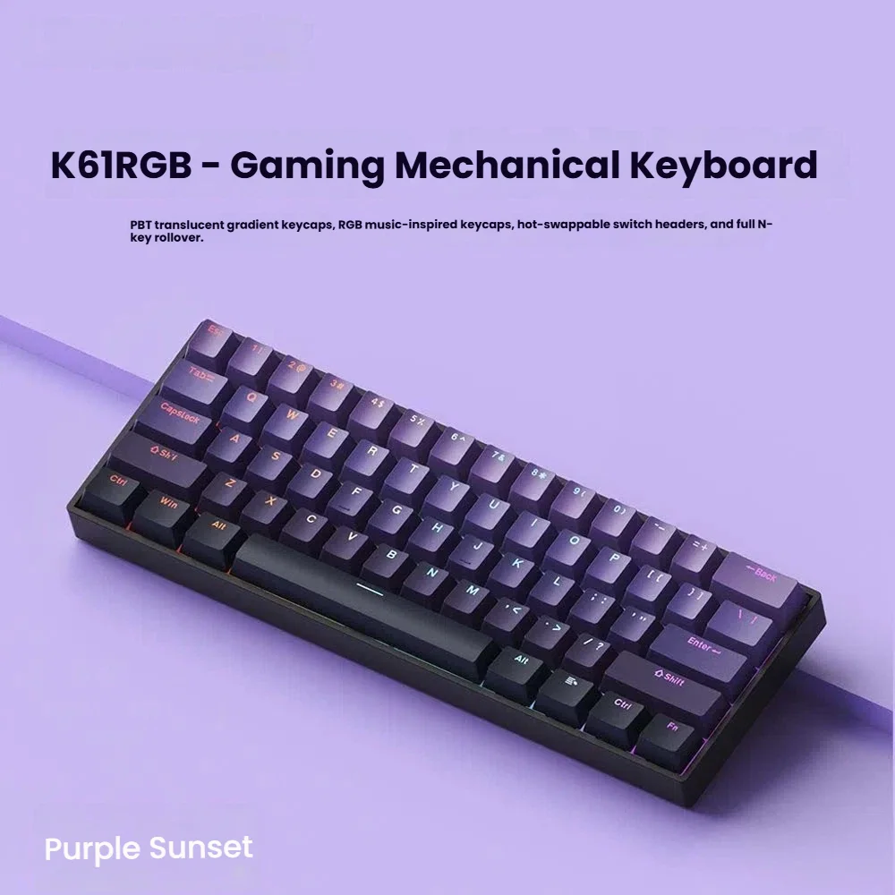 K61 USB Mini Mechanical Gaming Wired Keyboard Hot-Swappable Mechanical Keyboard Detachable Cable photo 2