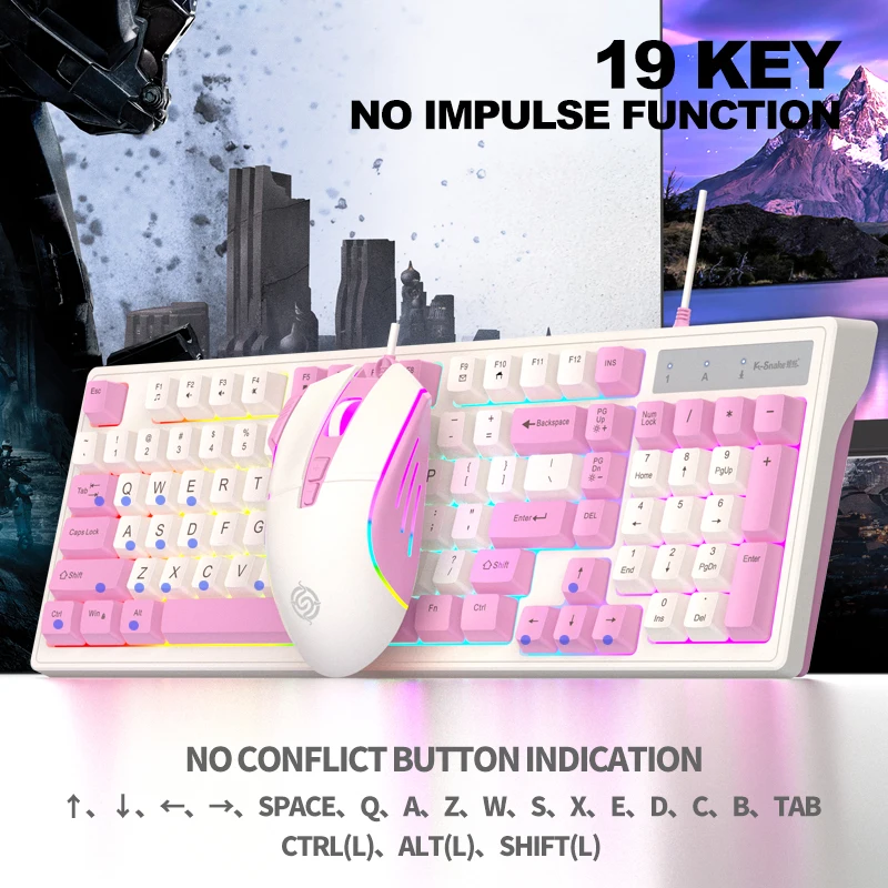 KM800 wired mechanical tactile keyboard and mouse set 98 key e-sports gaming computer laptop office photo 4