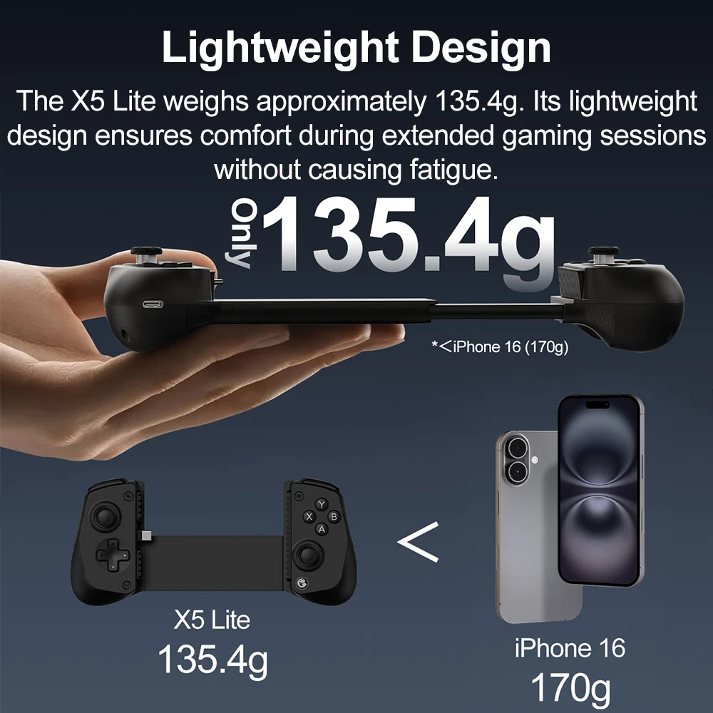 GameSir X5 Lite Mobile Phone Gamepads for iPhone 16 15 Series iPad Mini Android Tablet Controller Hall Effect Joysticks Design photo 4