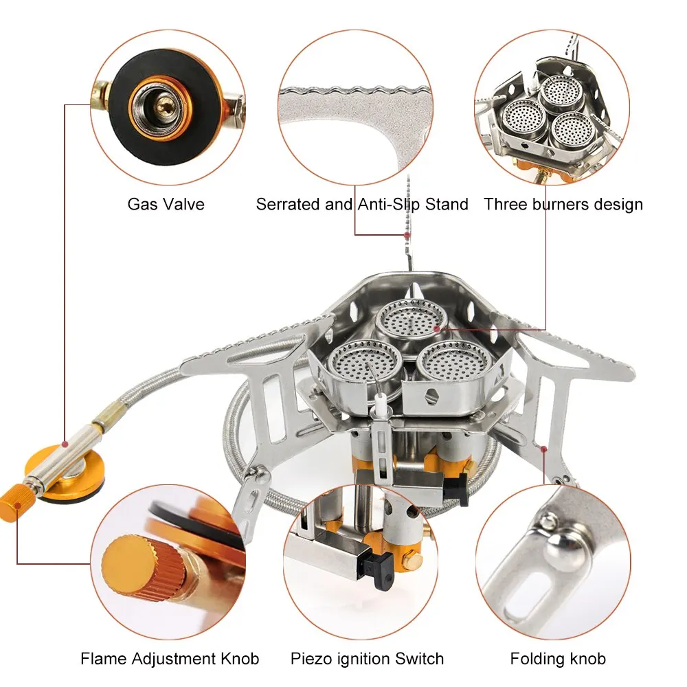 Widesea Camping Tourist Burner Big Power Gas Stove Cookware Portable Furnace Picnic Barbecue Tourism Supplies Outdoor Recreation photo 2