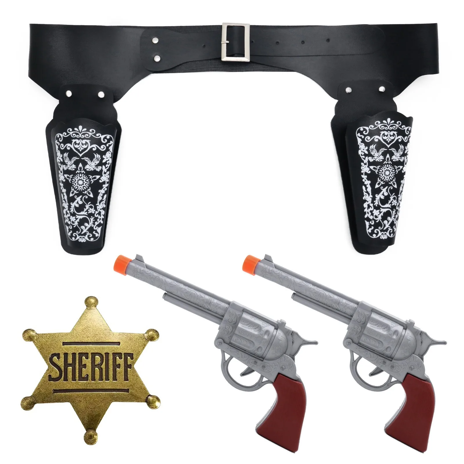 Medieval Cosplay Outfit Set Cowboy Holster Hat Toy Gun Cowboy Gun Belt Holster Clothing Accessories photo 2