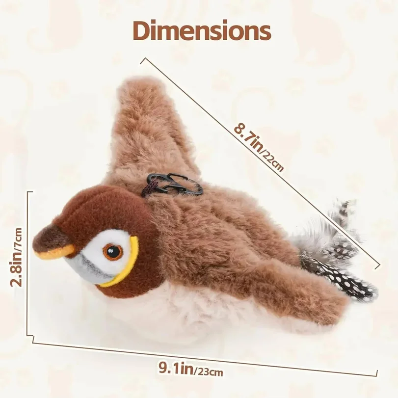 New Simulated Bird Cat Toy Interactive Toys Dog Rechargeable Chirping Flapping Bird(no Flying) Touch Activated Plush Toy Pet photo 4