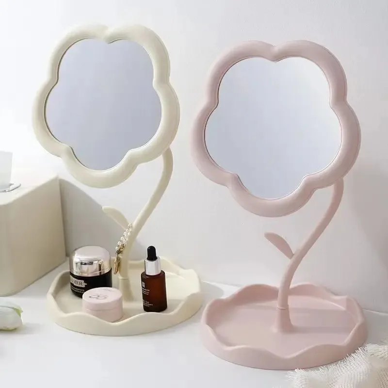 Mirror Desktop Flower Mirrors Creative Dormitory Desktop Online Celebrity Gao Yan Value Mirrors for Bedroom Home Decor Mirror photo 5