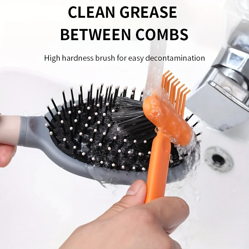 2In1 Comb Cleaning Brush Hairbrush Cleaner Rake Comb Embedded Tool Mini Hair Dirt Remover For Removing Hair Dust Home Salon Use photo 3