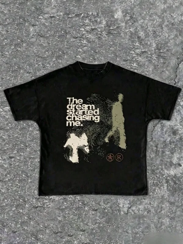 Men Tshirt Cotton Short Sleeve Shadow Print Y2k Top Tees Harajuku Streetwear Vintage Graphic Korean Aesthetic Clothing photo 5