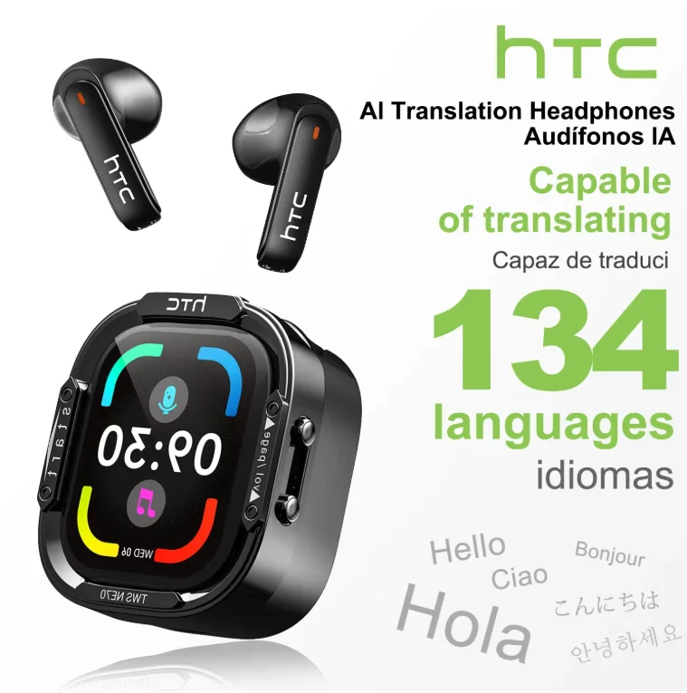 HTC NE70 AI Translate Earbud LED Touch Screen In-Ear Wireless Earphone Bluetooth HiFi Sound Noise Reduction With Mic HD Call photo 1