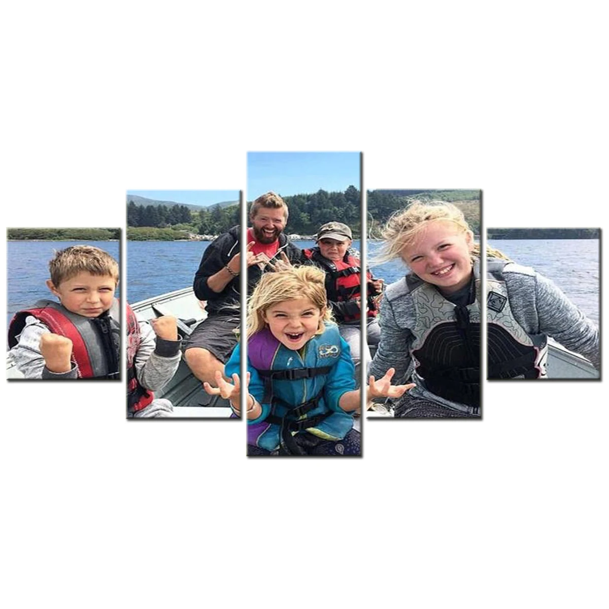 Dropshipping 5 Panel Canvas Art Wall Decor Painting Custom Family Photo Anime Poster Movie Picture Modern Home Decoration Frames photo 3