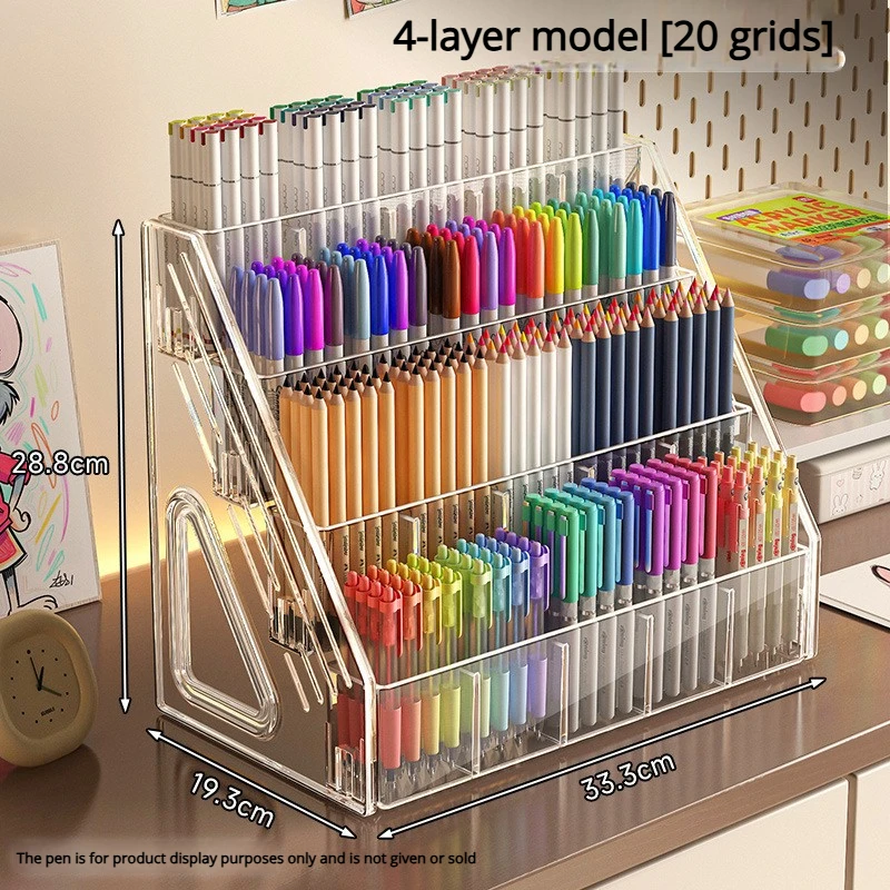 1pcs Large-Capacity Acrylic Desk Divider Watercolor Pencil Organizer Stationery Store Storage Rack Marker Pencil Holder photo 2