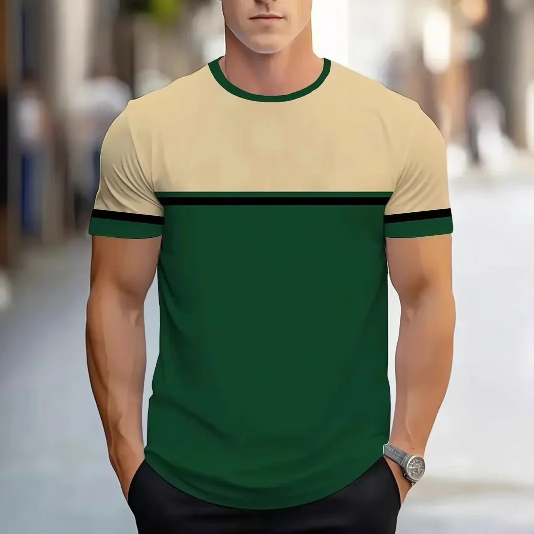 Summer Men's Clothing 3D Circular Print T-shirt Outdoor Round-neck Short-sleeved Tshirt Sports Street Tops photo 2