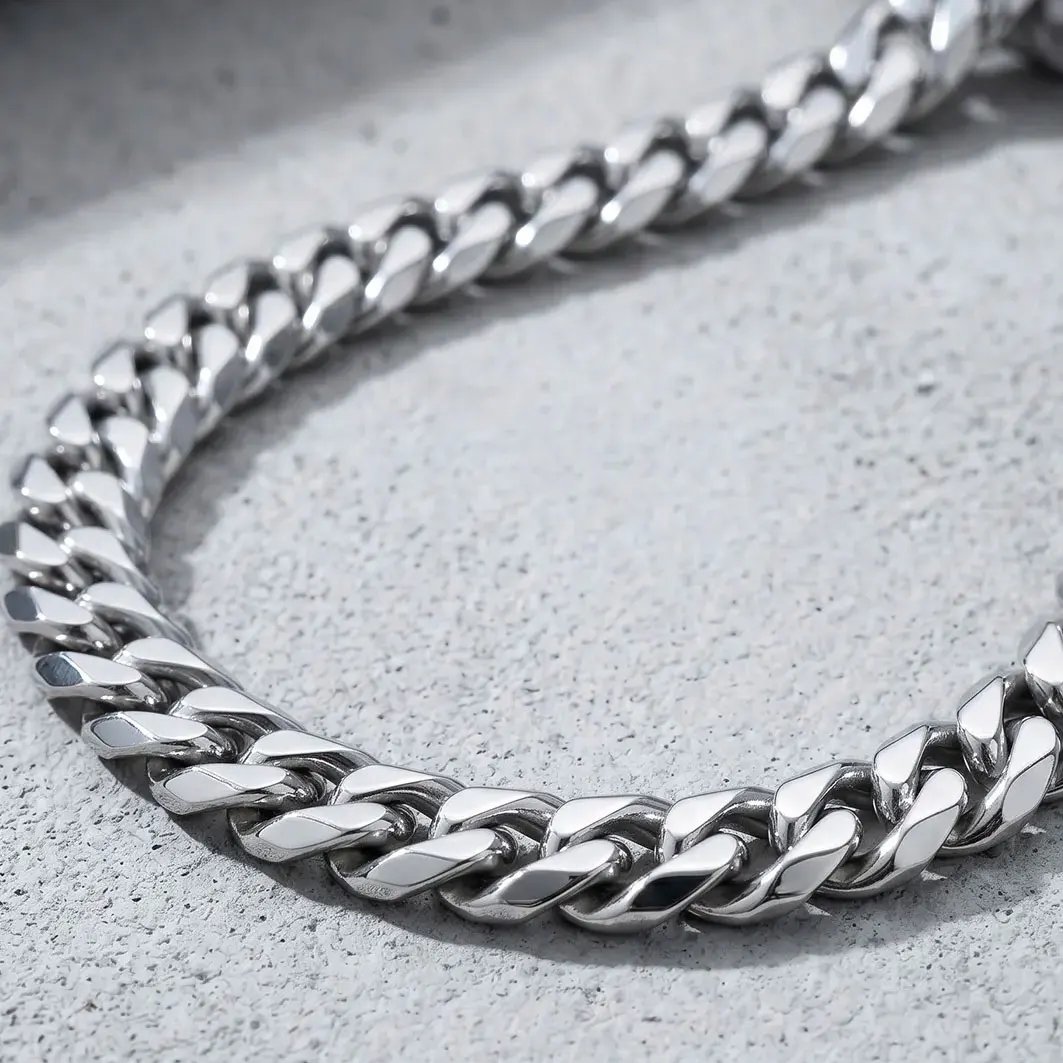 Men's Stainless Steel Cuban Link Chain Necklace Minimalist Hip Hop Silver Chain Necklace photo 6