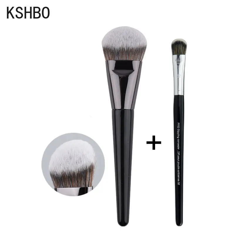 KSHBO 2pcs/Set Women's Foundation Brush Set 47 Broom Head Liquid Makeup Base Brushes for Face Shadow Repairing Beauty Tools photo 4