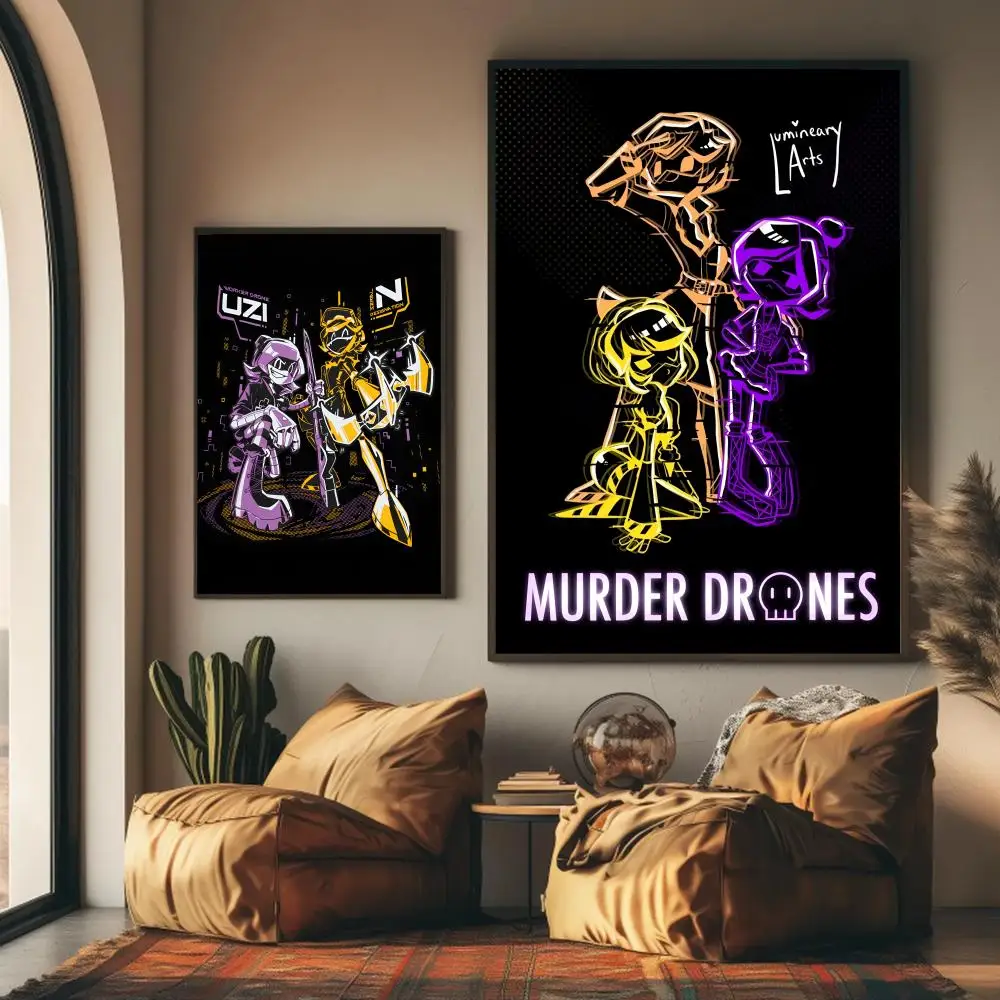 Anime M-murder Drones Painting Calligraphy High-Quality Cotton Canvas Poster Wall Art for Living Room Modern Coffee House Decor photo 3