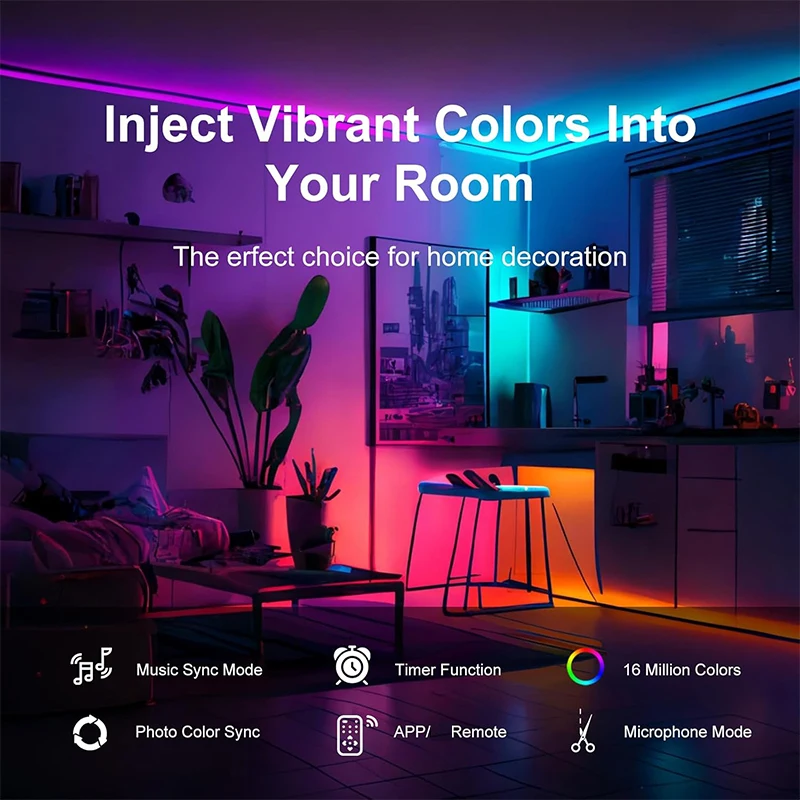 RGB LED Neon Rope Lights APP Control Music Sync IP65 Waterproof Flexible Multi Modes Remote for Indoor Outdoor Bedroom Living Room Gaming Room Party Decoration photo 2