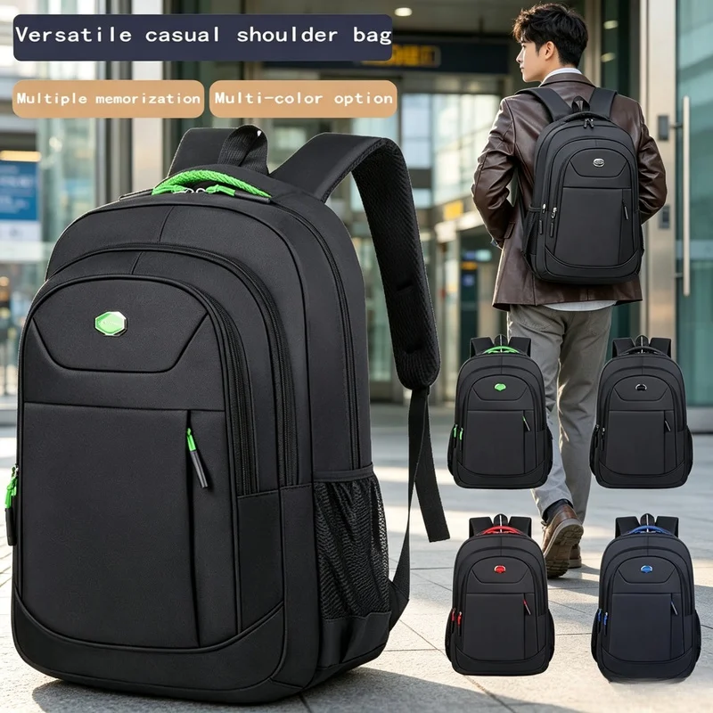Men Women Solid‑Color Double‑Shoulder Backpack Business Travel Commuting Casual Daypack for Daily Work Trip photo 1