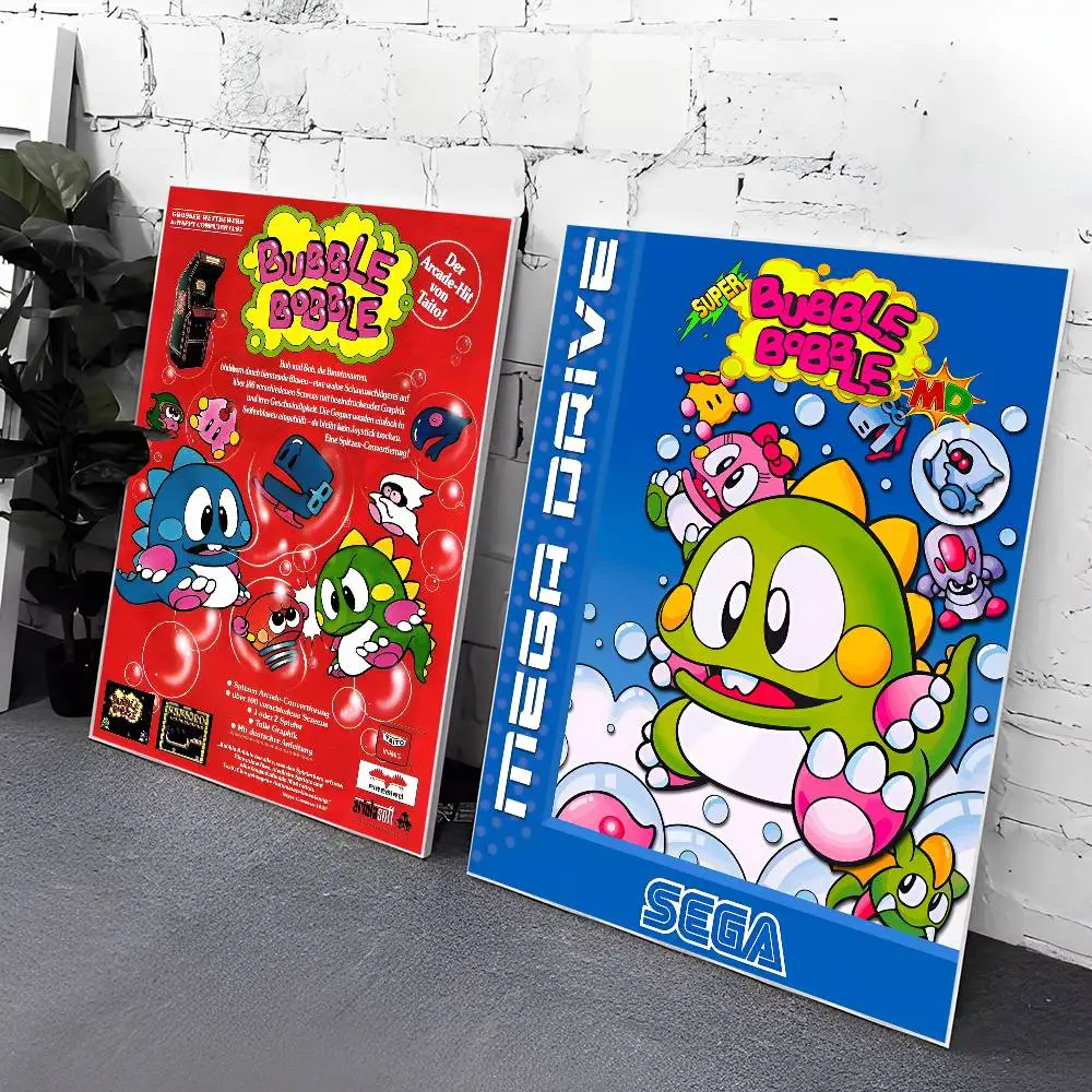 Arcade Game B-Bubble-B-Bobble Anime Posters Sticky Decoracion Painting Wall Art White Kraft Paper Wall Decor photo 5