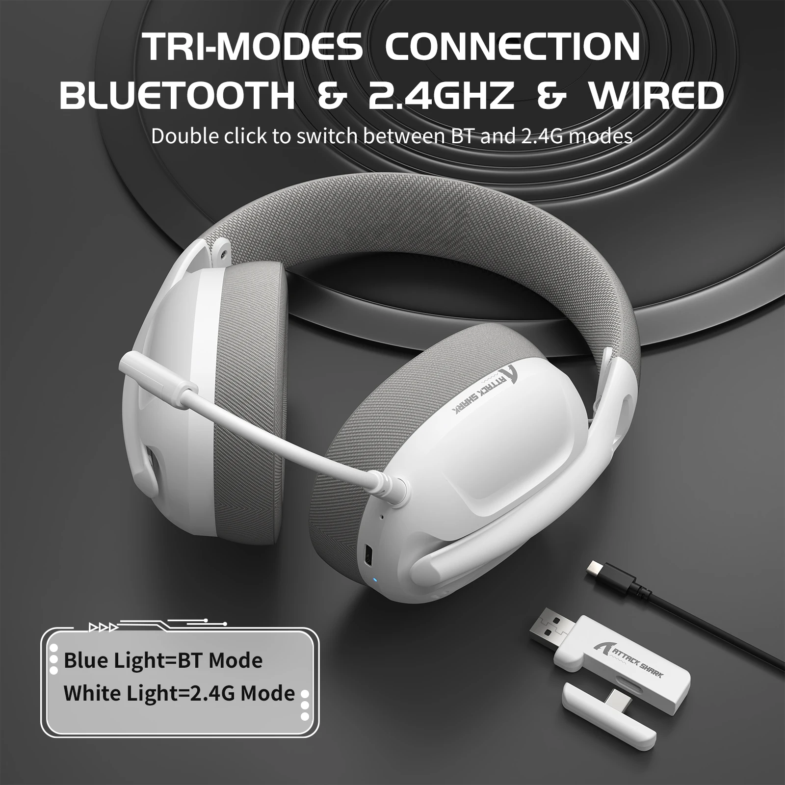 ATTACK SHARK L80 Ultra-Light Tri-Mode Gaming Headset Lightweight Wireless Gaming Headset for PC/PS4/PS5/Switch/Xbox photo 1