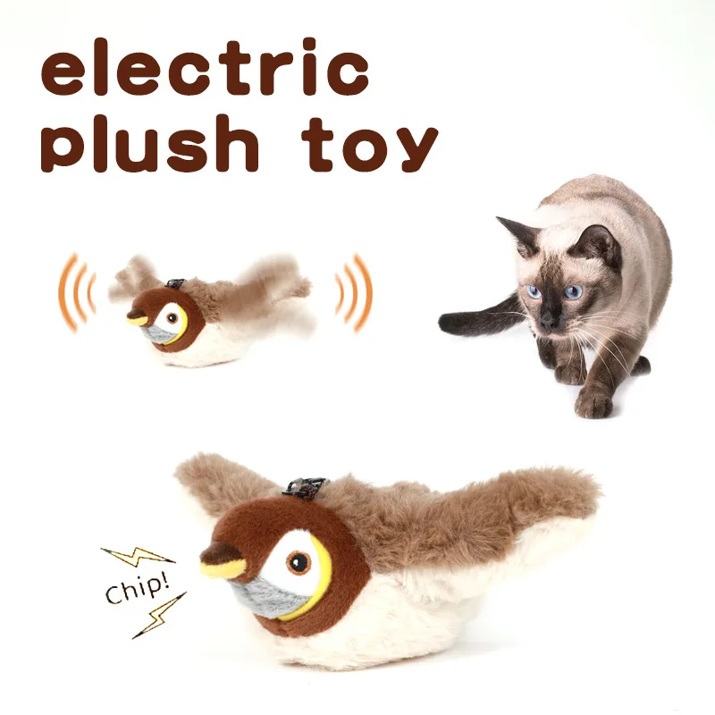 Hot Simulated Bird Cat Toy Interactive Toys Dog Rechargeable Chirping Flapping Bird(no Flying) Touch Activated Plush Toy Pet photo 6
