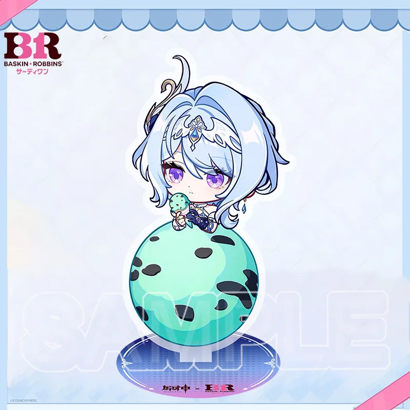 New Genshin Imapct Keychain BR Ice Cream Odette Linnea Flins Keyring Cute Cartoon Anime Game Bag Charm Friend Gift Stand photo 5
