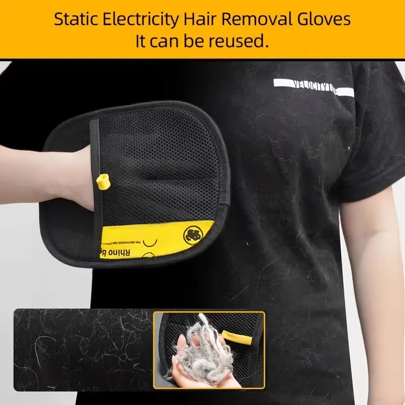 2-Piece Pet Hair Removal Gloves – Double-Sided Cat Brushes, Anti-Shedding Grooming Gloves, Hair Control Care Tools photo 3