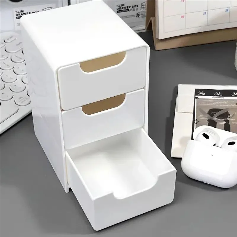 1pc 3-Tier Desktop Organizer with Drawers, Plastic Storage Box for Stationery/School/Office Supplies photo 2
