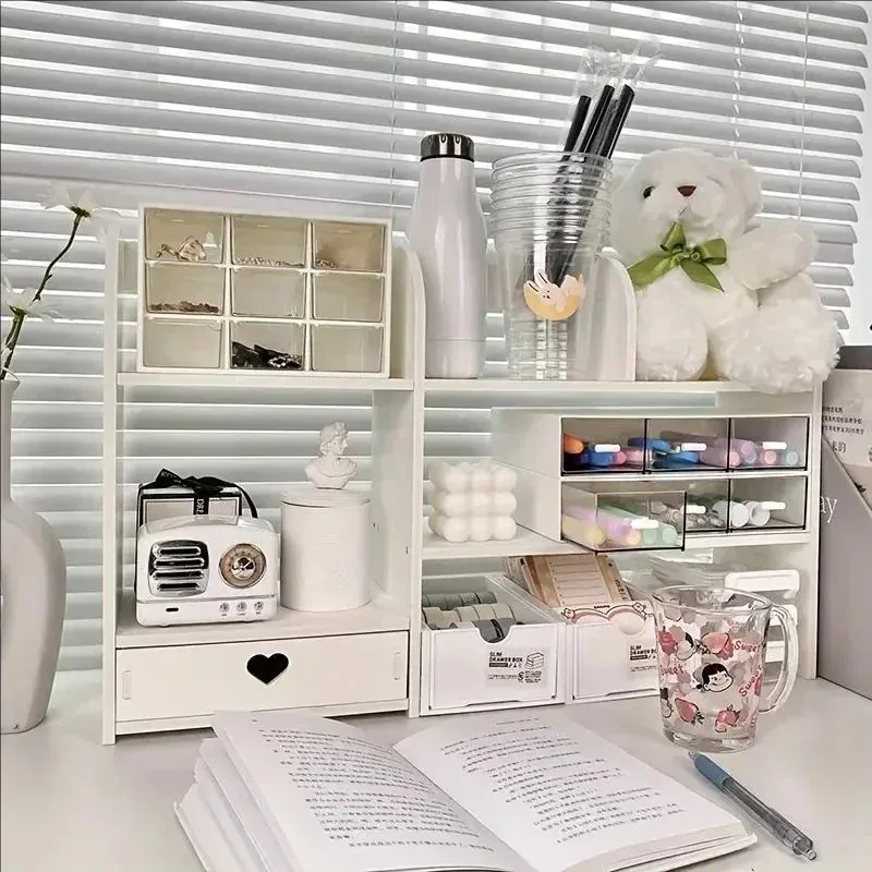 Double-Layer Desktop Organizer Rack Stationery Office Desk Accessories Storage Desktop Cosmetics Organizers Storage Shelf photo 2