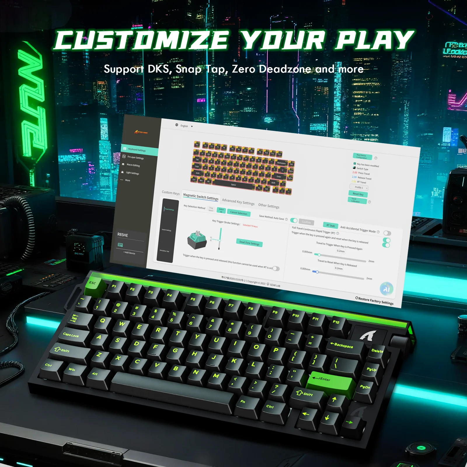 ATTACK SHARK R85 HE Wired 75% Hall Effect Rapid Trigger Mechanical RGB Gaming Keyboard with 8K Polling,0.05mm RT Accuracy photo 6