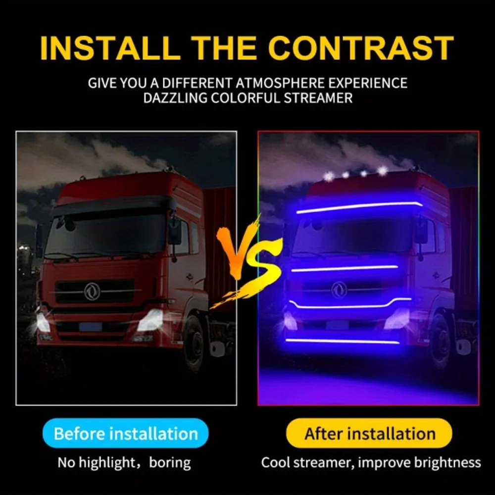 24V LED Strip Lights Trucks And Vans Neon Light Bar RGB Colors Flashing Atmosphere Lamp Easy to Install Suitable for Scenarios photo 2