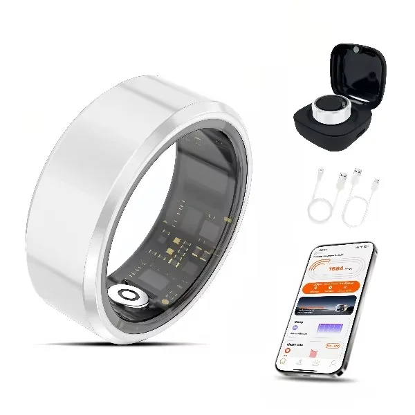 Casatelier White Ceramic Smart Ring SpO2 Heart Rate Sleep Tracker IP68 Waterproof Long Battery Couple Rings photo 2