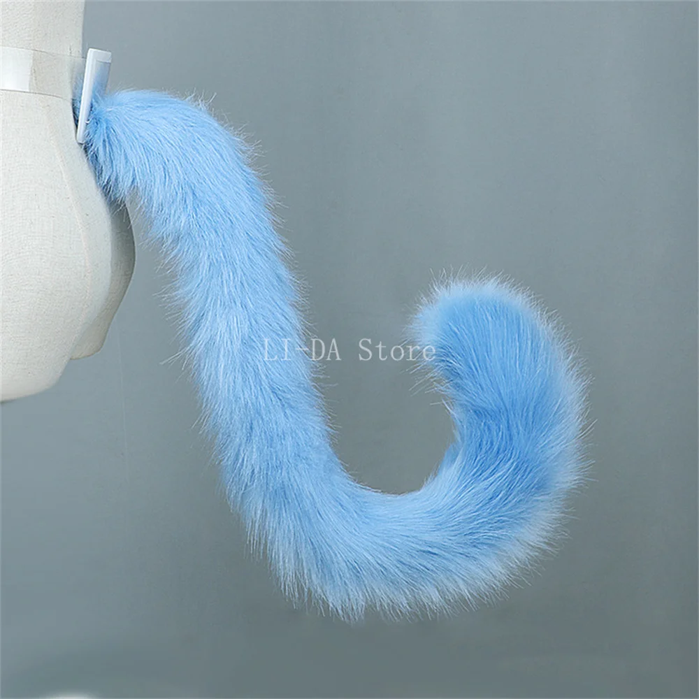 80cm Fluffy Cat Tail Furry Animal Tail Handmade Plush Realistic Tails Kawaii JK Lolita Anime Cosplay Costume Accessories photo 4