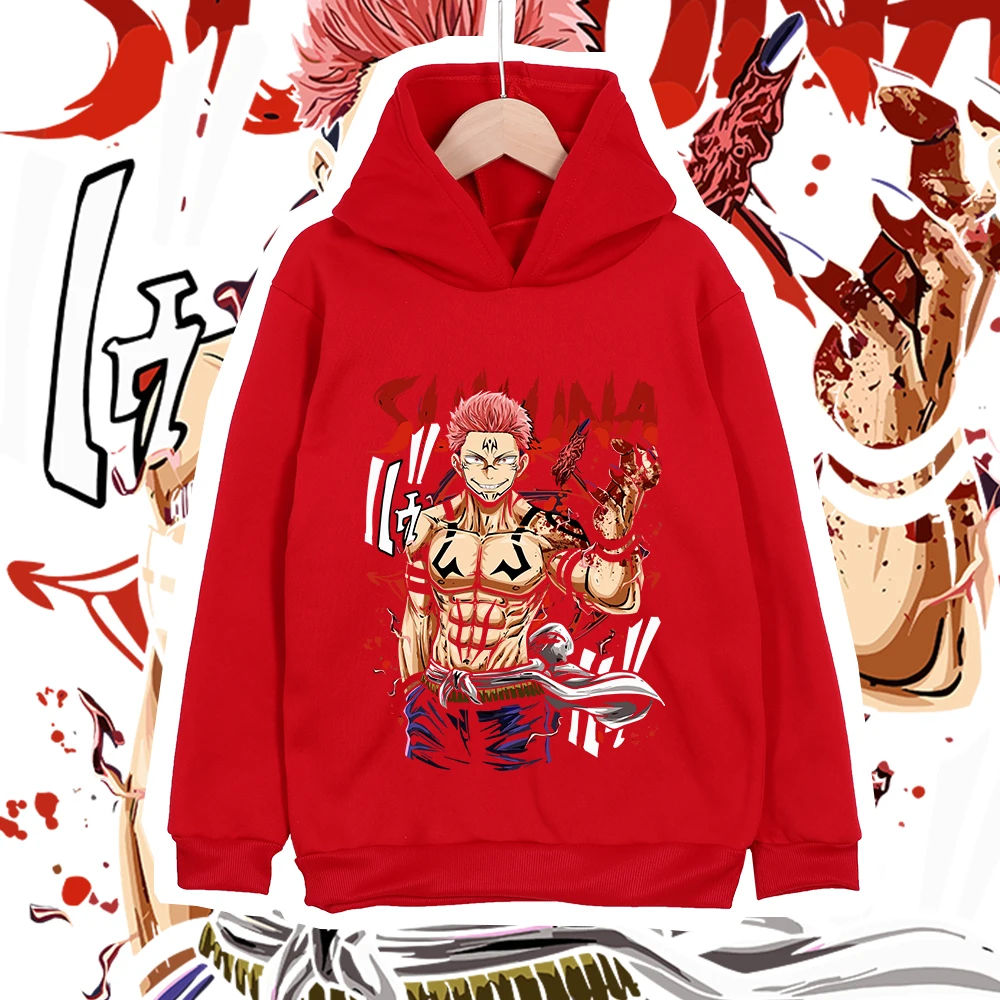 Anime Kids Cotton Tshirt Jujutsu Kaisen Sukuna Print Unisex Boys Girls Hoodie Sweatshirt for Children 100 160cm Height photo 5
