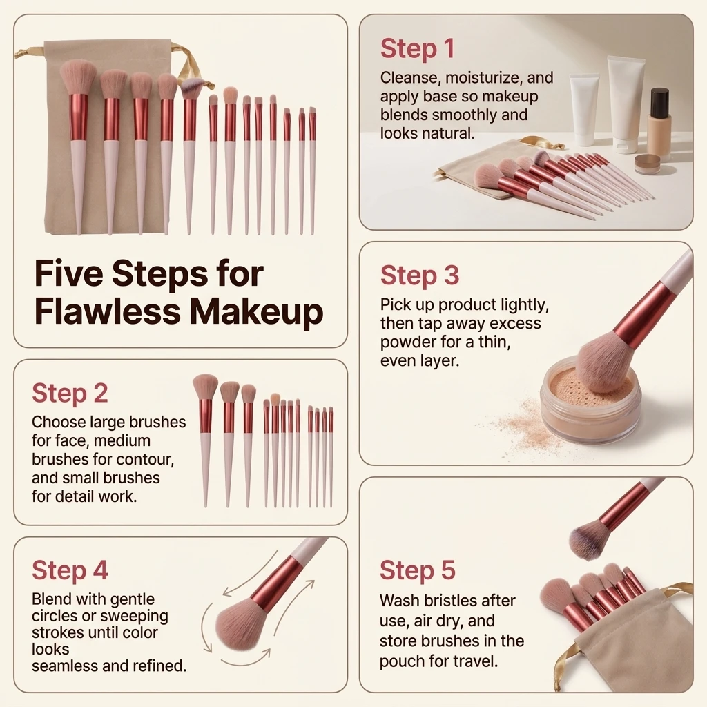 13 PCS Makeup Brushes Set Eye Shadow Foundation Women Cosmetic Brush Eyeshadow Blush Beauty Soft Make Up Tools Bag photo 5