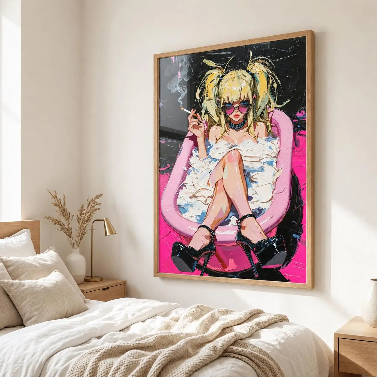 Retro 90s Anime Textured Punk Girl Poster - Unframed Abstract Alternative Anime Wall Art Poster for Goth Living Room Decorations photo 3