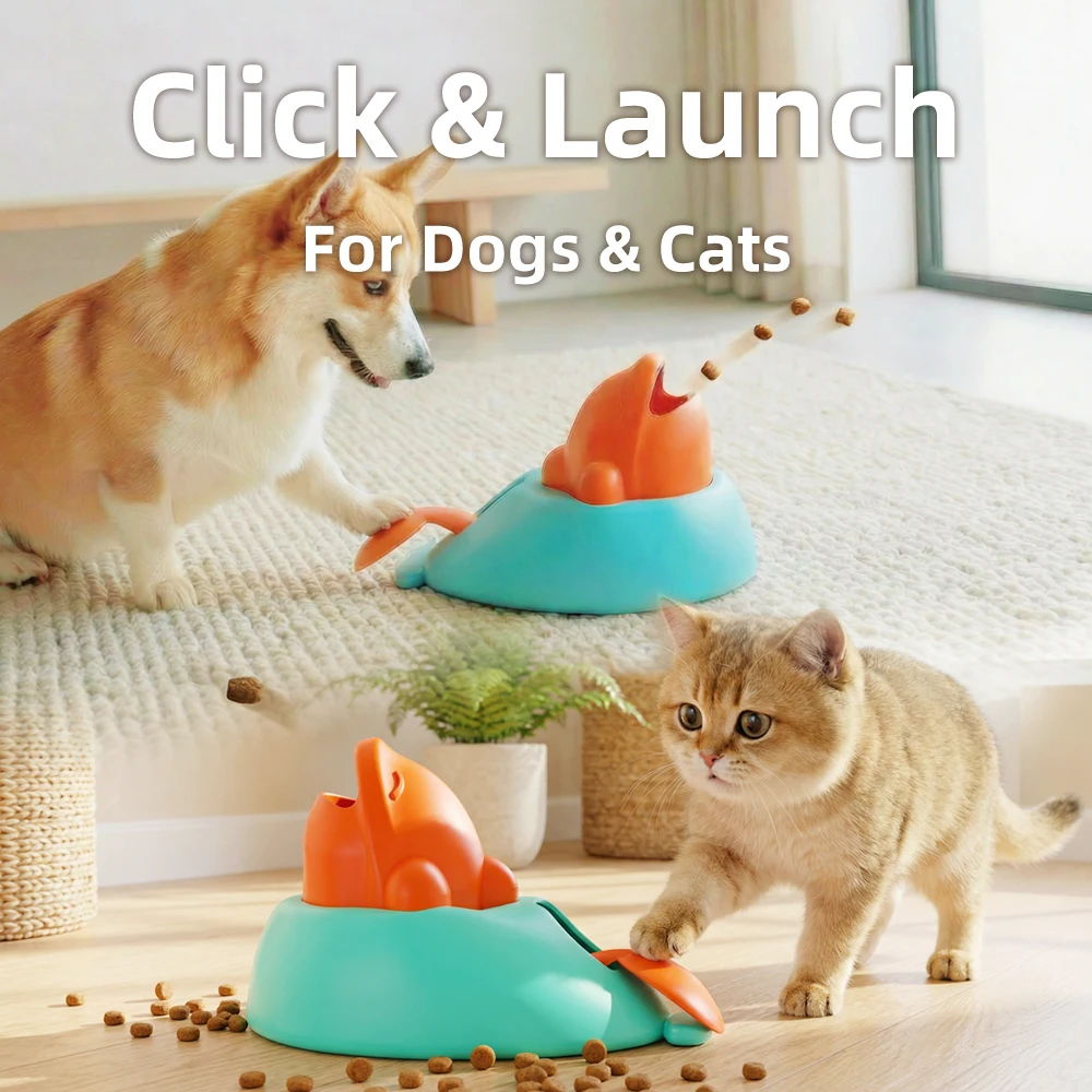 Dog Cat Interactive Food Toy Puzzle Press-to-Dispense Whale Shaped Slow Feeder Boredom Buster Training Reward Dispenser for Pets photo 2