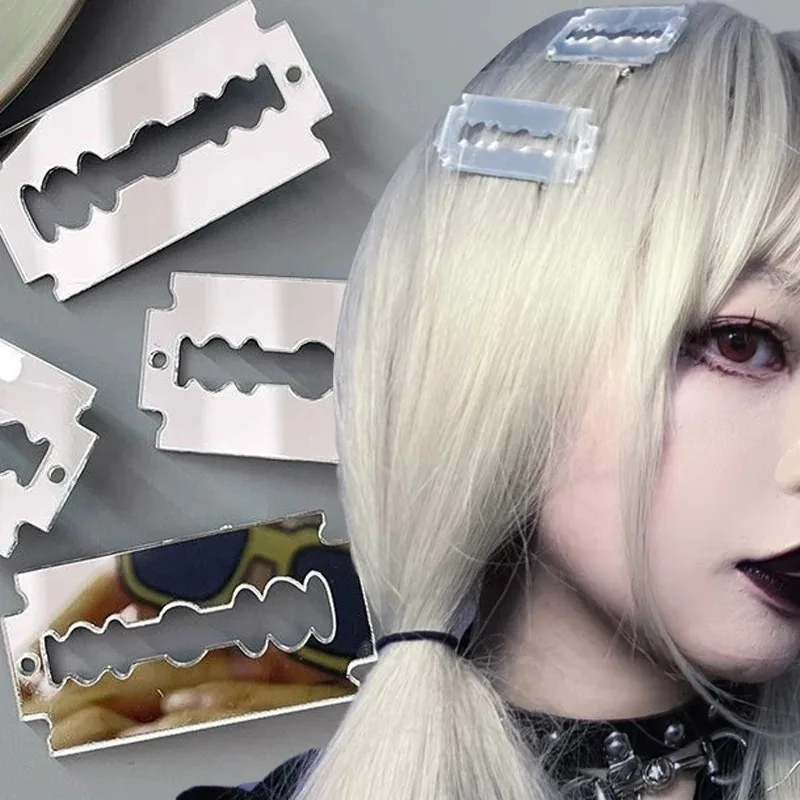 Y2K High Simulated Blade Hairpins for Subculture Fashion Girls Funny Niche Acrylic Knife Gothic Hair Clips Cosplay Accessory photo 4