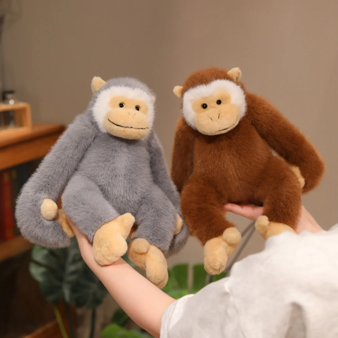 Cute Hanging Long-Arm Gibbon Plush Toy Soft Stuffed Animal Monkey Realistic Jungle Wildlife Plushie Birthday Xmas Gift for Kids photo 4