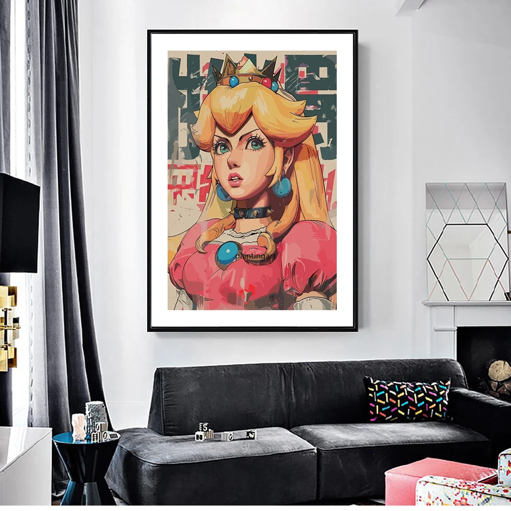 Bandai Japanese Anime Mairoi Retro Wall Art Poster King Bowser Canvas Art Prints Super Yoshi Wall Decor Picture Canvas Painting photo 5