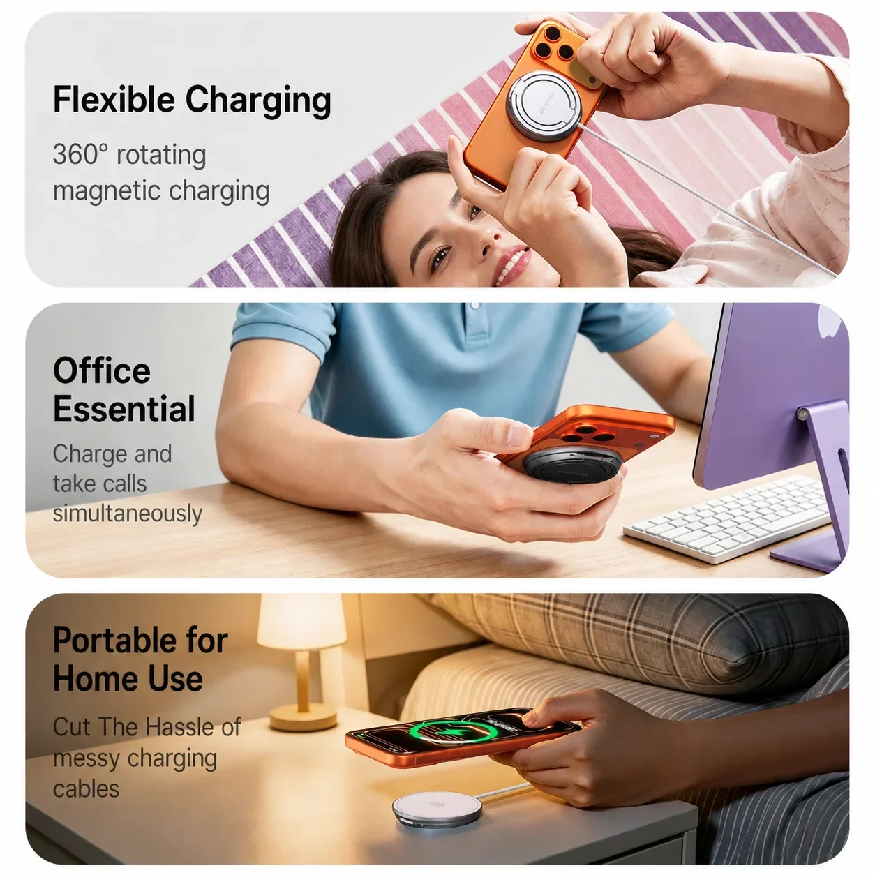 Qi2.2 Magnetic Wireless Charger Stand Foldable 25W Fast Charging with 47.2" Cable For iPhone 17 16 Pro Max Huawei Xiaomi ipad photo 6