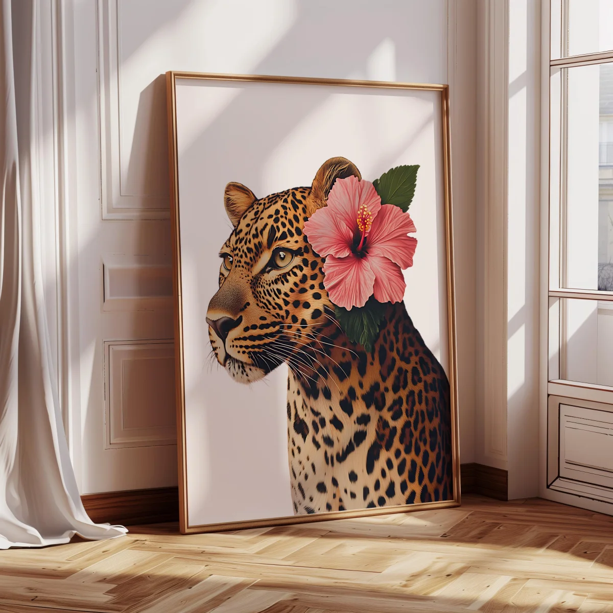 1/3pcs Funky Y2K Leopard Hibiscus Flower Pink Cheetah Canvas Print Poster Vintage Hawaiian Aloha Animal Art Prints Home Decor photo 5