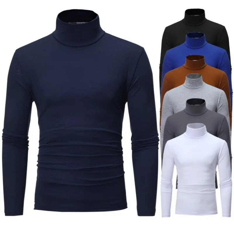 Thermal Underwear Tops Men Winter Clothes Thermal Shirt Autumn Men's Winter Tights High Neck Thin Slim Fit Long Sleeve T-shirt photo 1