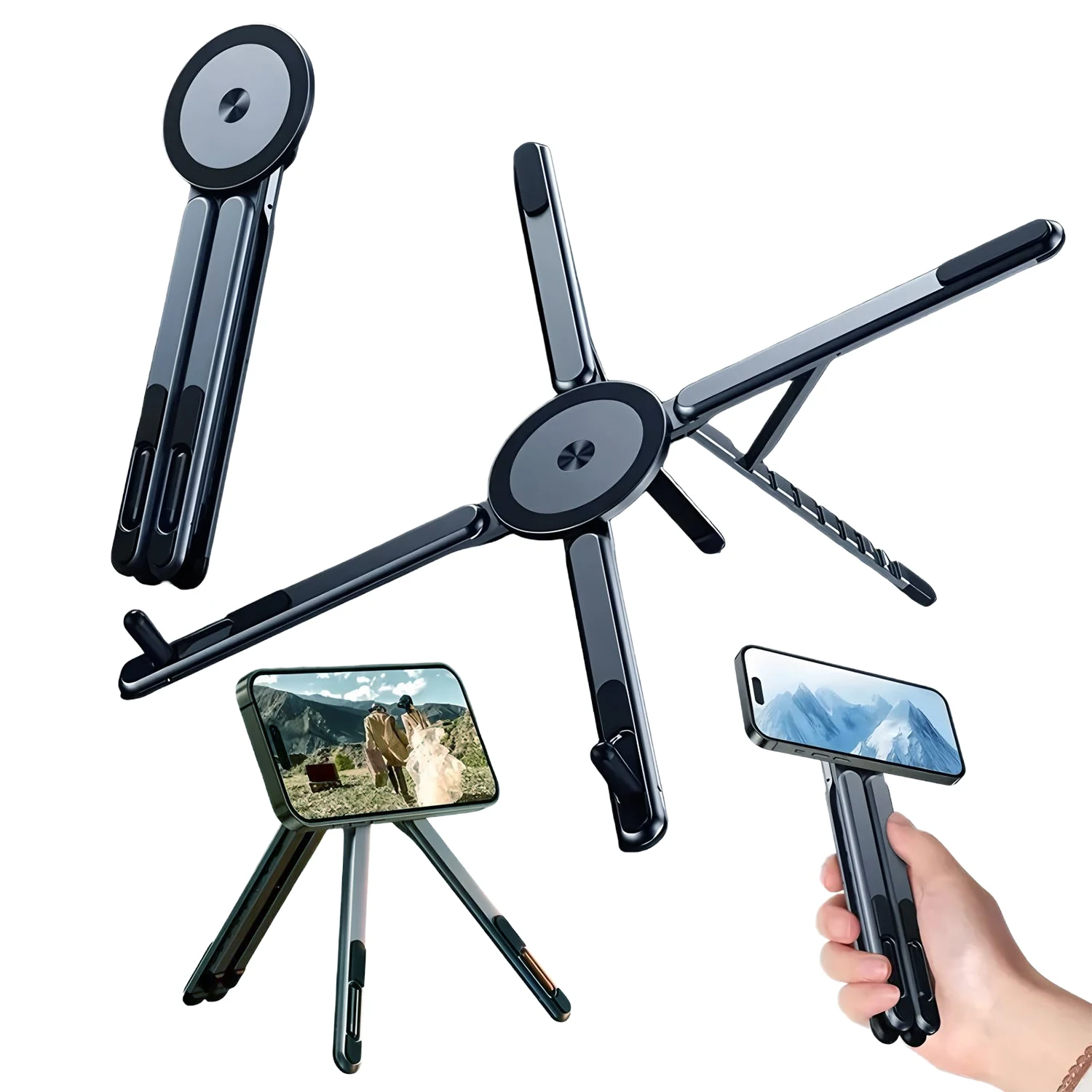 Foldable Magnetic Laptop Stand ABS Plastic Portable Adjustable Stand Heat Dissipation Holder for Smart Phone Tablet Notebook photo 4
