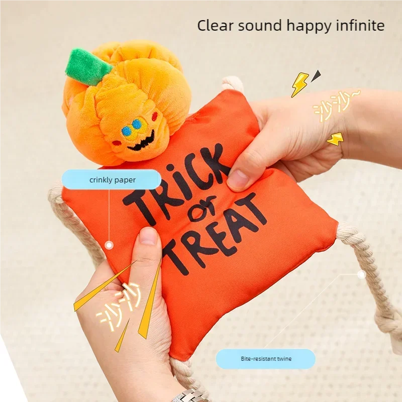 Halloween Themed Plush Dog Toy With Squeaker Bite Resistant Molar Teether For Puppy Interactive Boredom Breaker Chew Toy For Pet photo 3