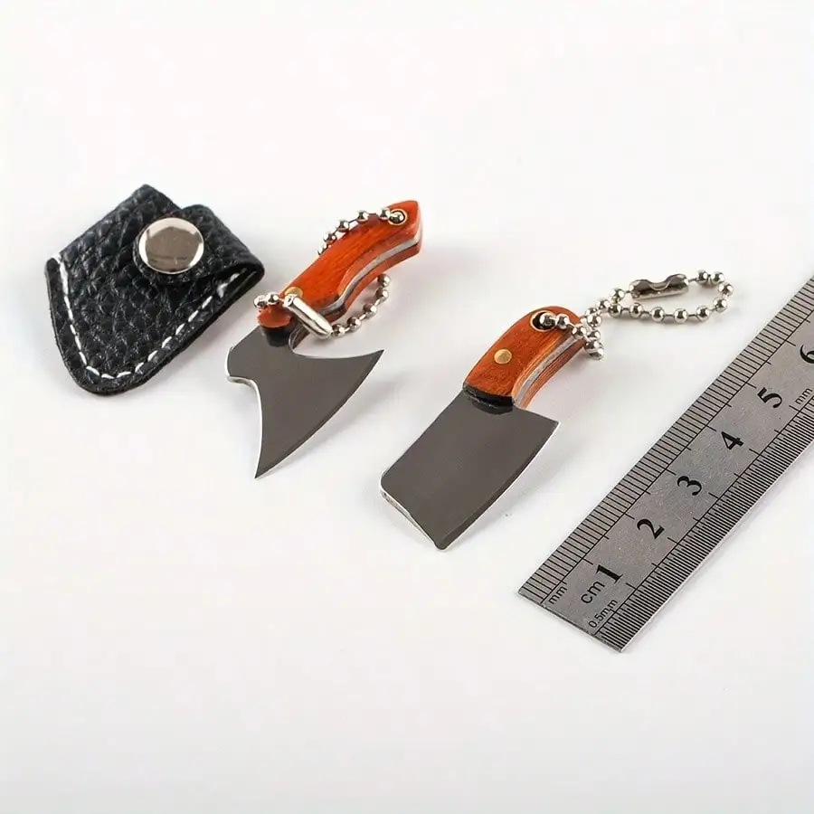 Damascus Mini Axe-Shaped Knife Set EDC Knife Set Package Opener Cutter Box Knife photo 6