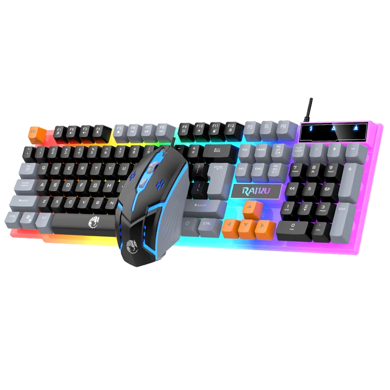 • Keyboard and Mouse with Colorful Light: The Raiku T26 keyboard and mouse set comes with a variety of colorful lights, providin photo 3