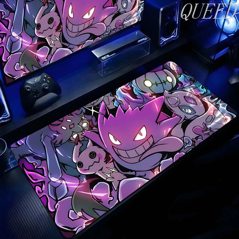 XXL Play Mat Laptop Black Gaming Accessories Mouse Pad Japan Anime Keyboard Rug PC P-pokemon Gengar Mousepad Gamer Keyboard Rug photo 5