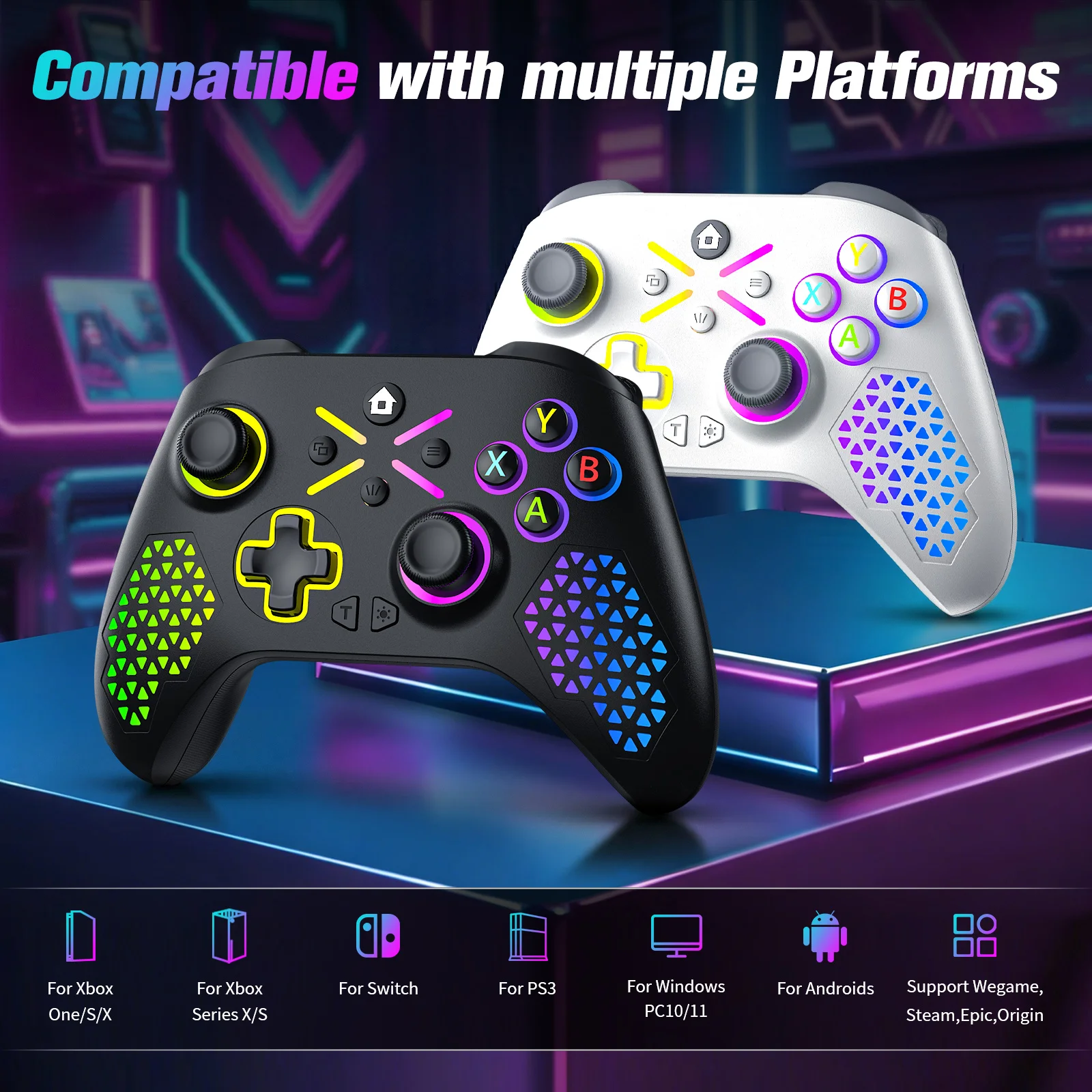 RGB Wireless For Xbox Controller Xbox One/xbox Series X/S/PC With 650mah Battery Gamepad Multi-Function Joystick Controller photo 2