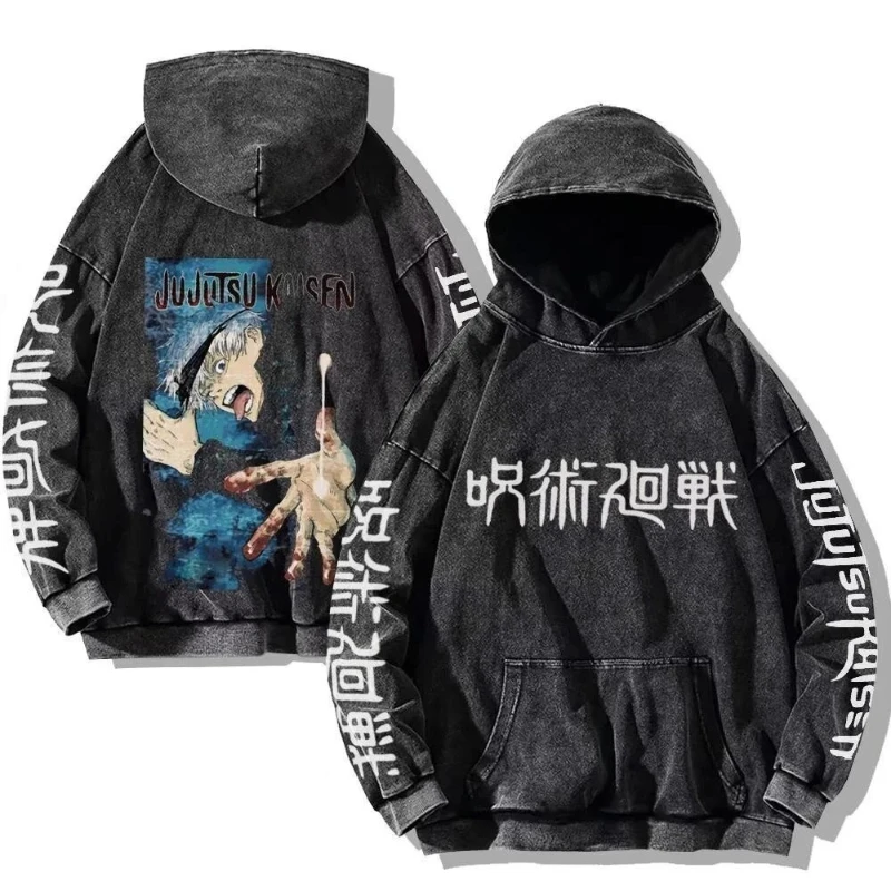 Japanese Jujutsu Kaisen Anime Hooded Washed Hoodie Autumn and Winter New Men's and Women's Loose Versatile Couple Top photo 1