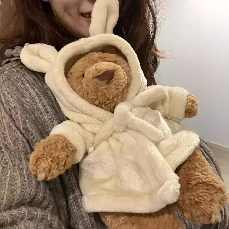 Cute Bunny Hood Bathrobe Teddy Bear Plush Doll Soft Stuffed Animal Sofa Decor Birthday Valentine Gift Cuddle Companion Toy photo 5