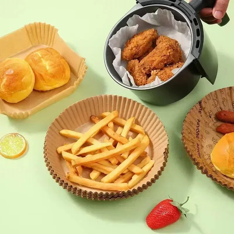 50/100/200Pcs Air Fryer Baking Paper Non-Stick Airfryer Baking Papers Round Air-Fryer Paper Liners Paper Kitchen Accessories photo 3