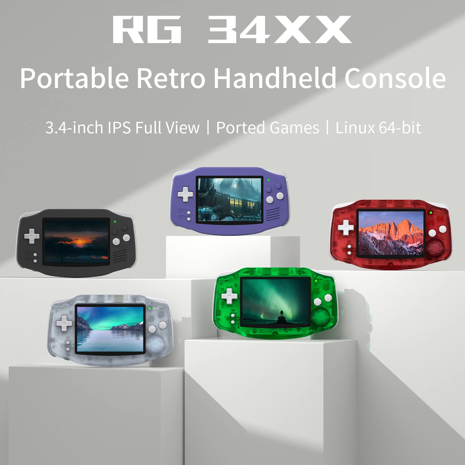 ANBERNIC RG34XX Retro Handheld Game Console 3.4" IPS Screen Linux 64-bit Video Gaming Player Support WiFi Bluetooth HD TV Output photo 2