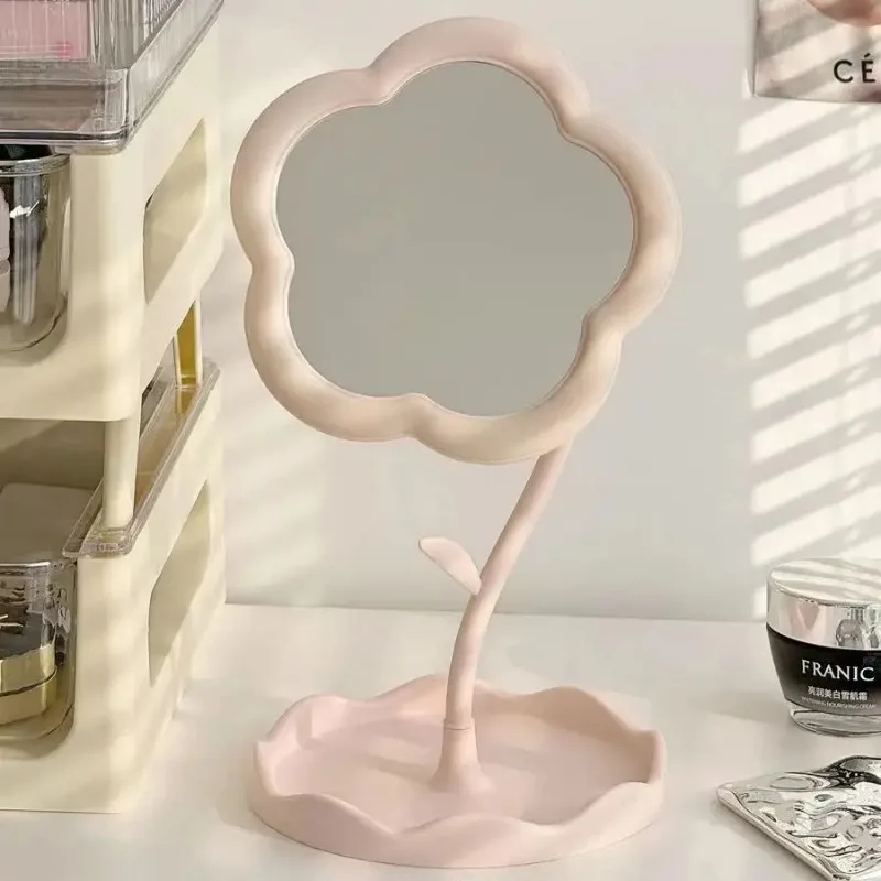 Mirror Desktop Flower Mirrors Creative Dormitory Desktop Online Celebrity Gao Yan Value Mirrors for Bedroom Home Decor Mirror photo 2